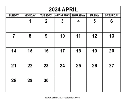 2024 April Calendar