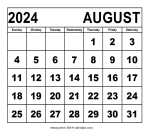 August 2024 calendar