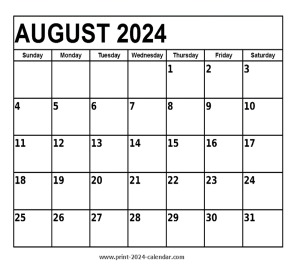august 2024 printable calendar