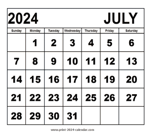 July 2024 calendar