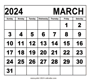 March 2024 calendar