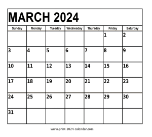 march 2024 printable calendar