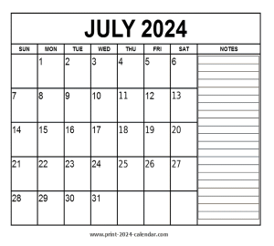 printable july 2024 calendar
